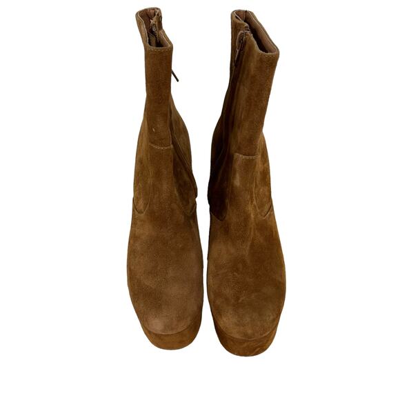 Jeffrey Campbell NWOB Platform Brat-Z Boot Tan Suede Size 6.5 Chunk Heel Leather - Picture 5 of 8